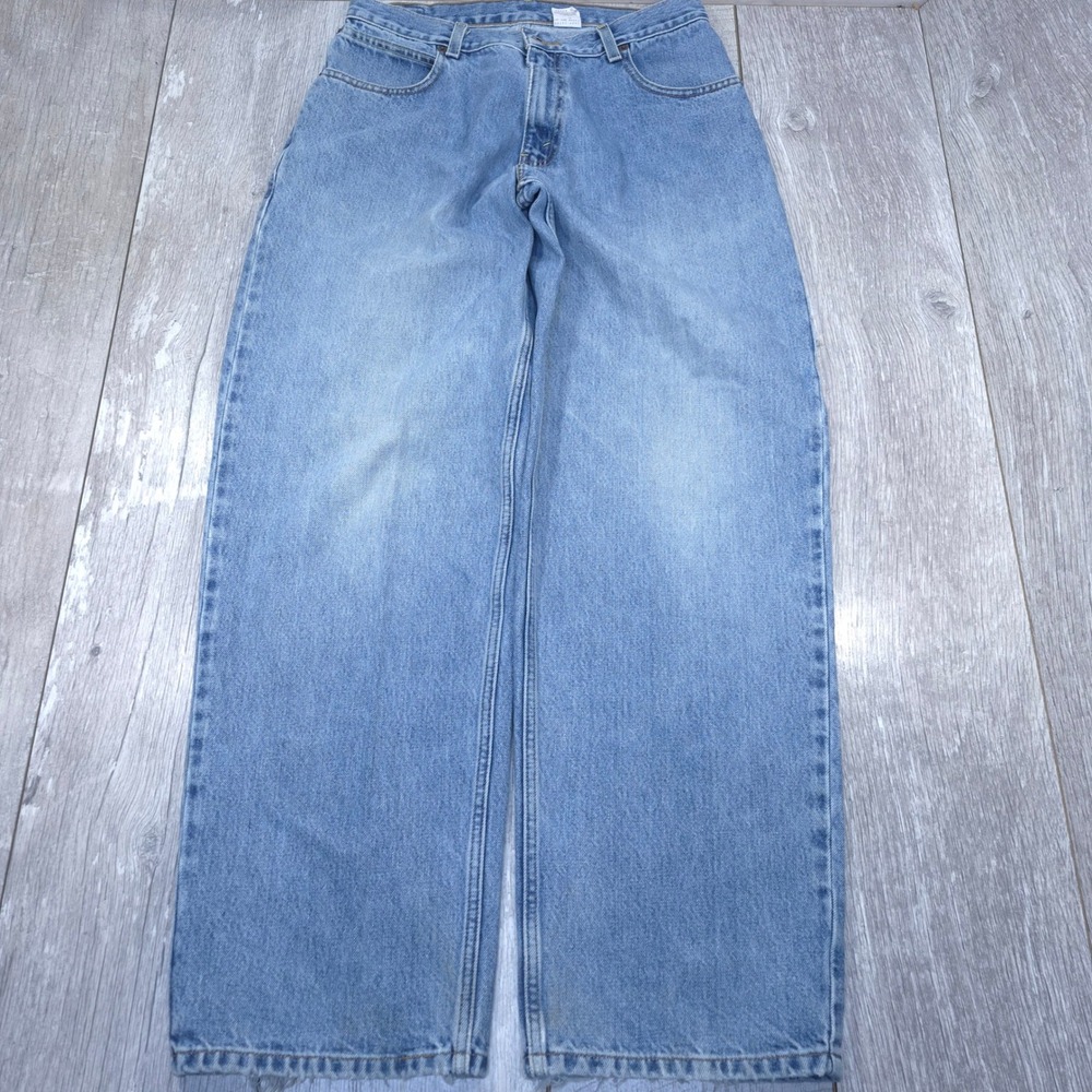 Levi's 595 Baggy Straight Fit Jeans Mens 30x32 Light Wash Blue Denim Distressed